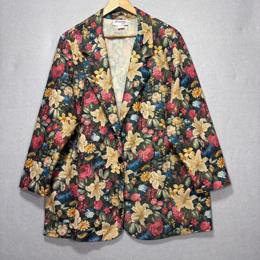 VTG Joanna Plus‎ Floral Jacket Bold Size 18 Cottagecore Garden Party Statement
